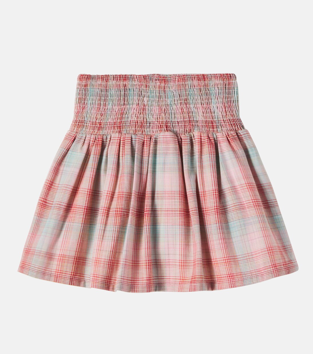 Nicole plaid shirred cotton skirt | Bebe Organic