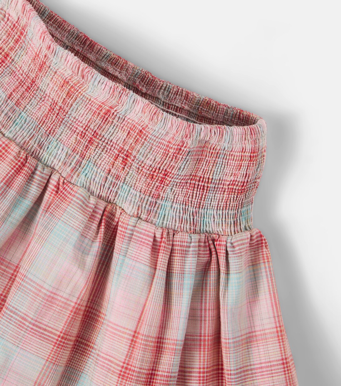Nicole plaid shirred cotton skirt | Bebe Organic