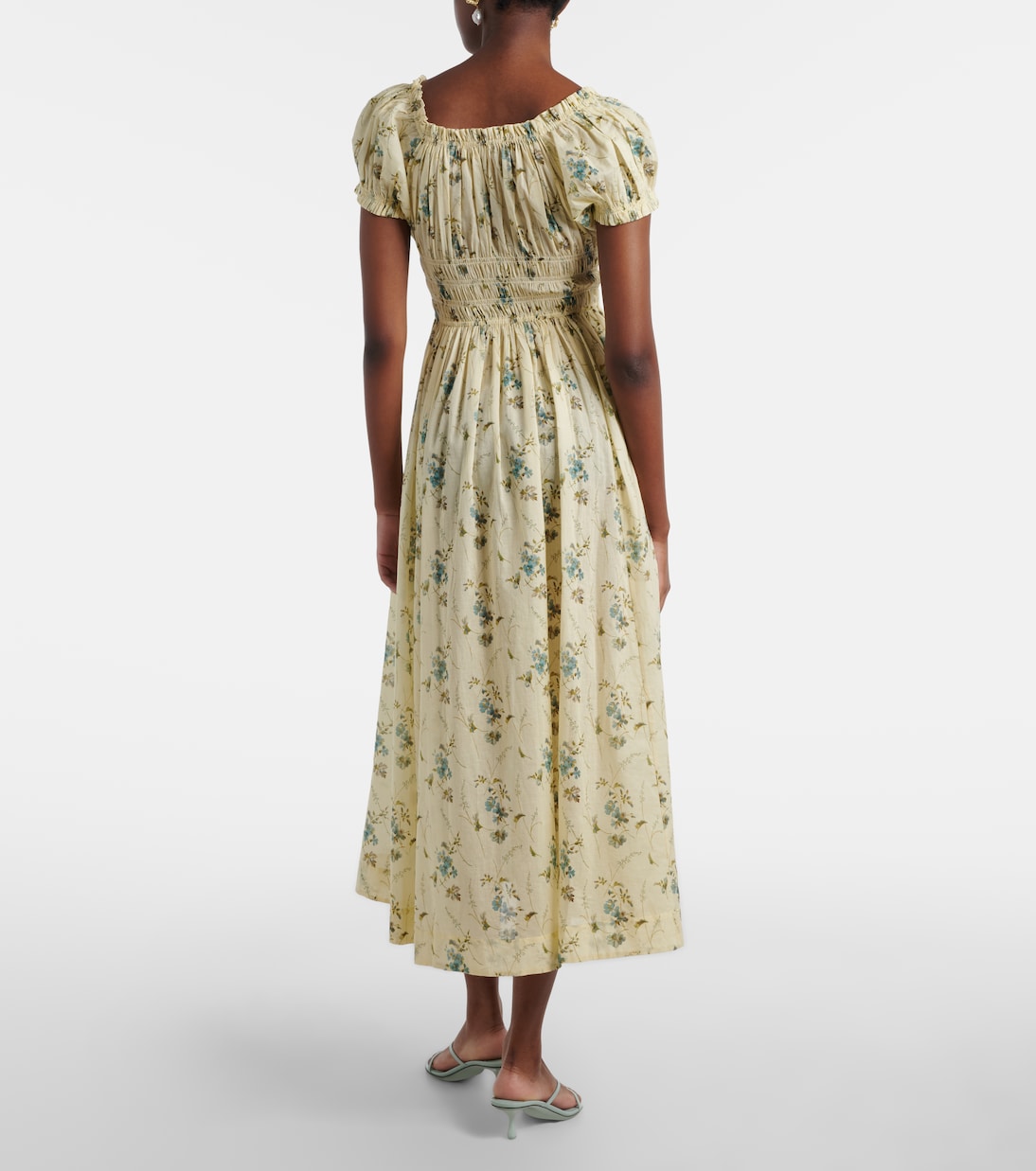 Ashlynn gathered floral cotton midi dress | Dôen