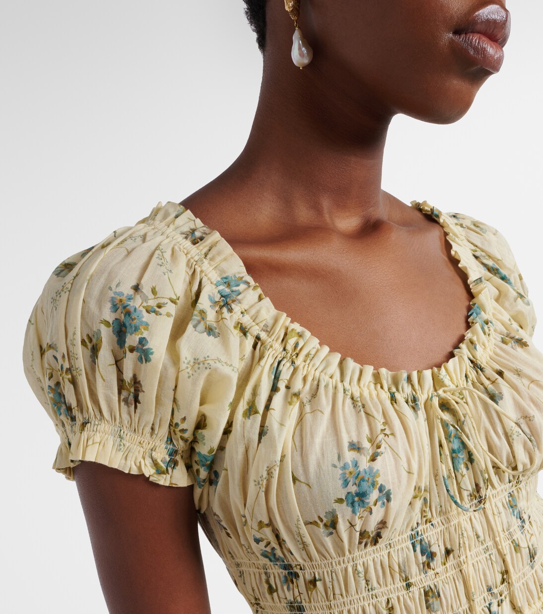 Ashlynn gathered floral cotton midi dress | Dôen