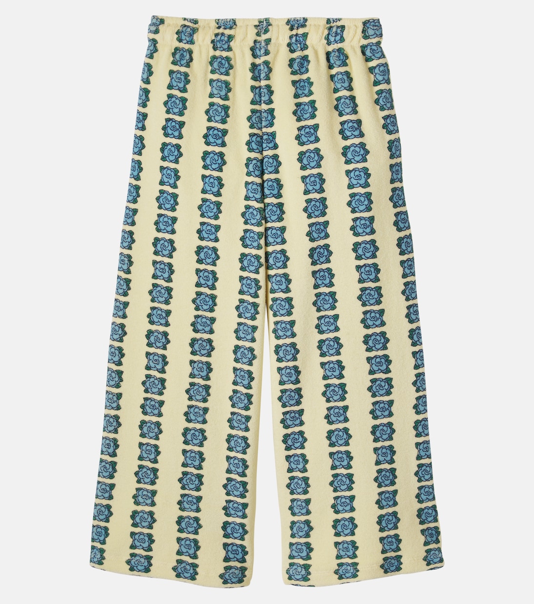 Printed floral cotton terry wide-leg pants | Tinycottons