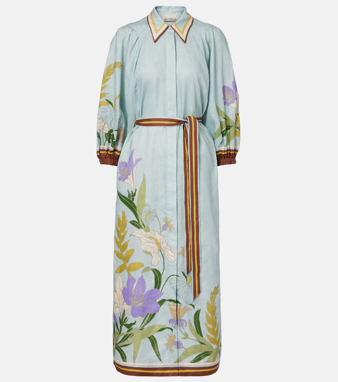 Belted floral linen shirt dress | Alémais