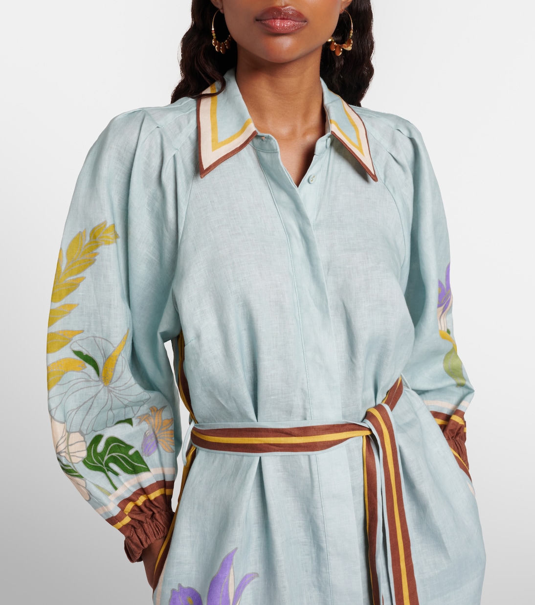Belted floral linen shirt dress | Alémais