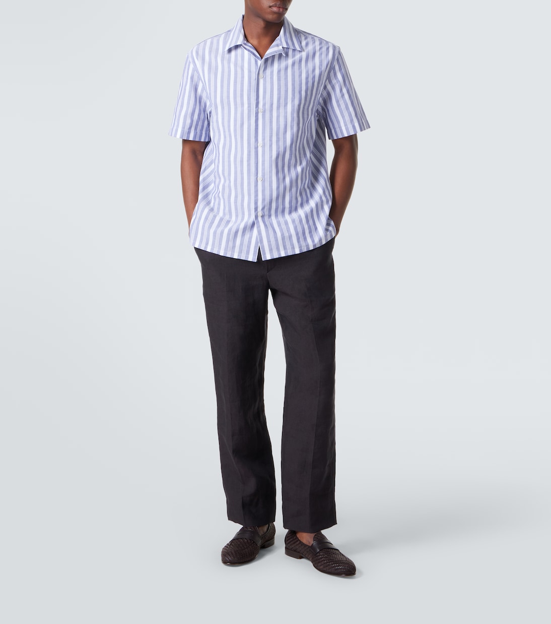 Camicia bowling in popeline di cotone a righe | Brioni