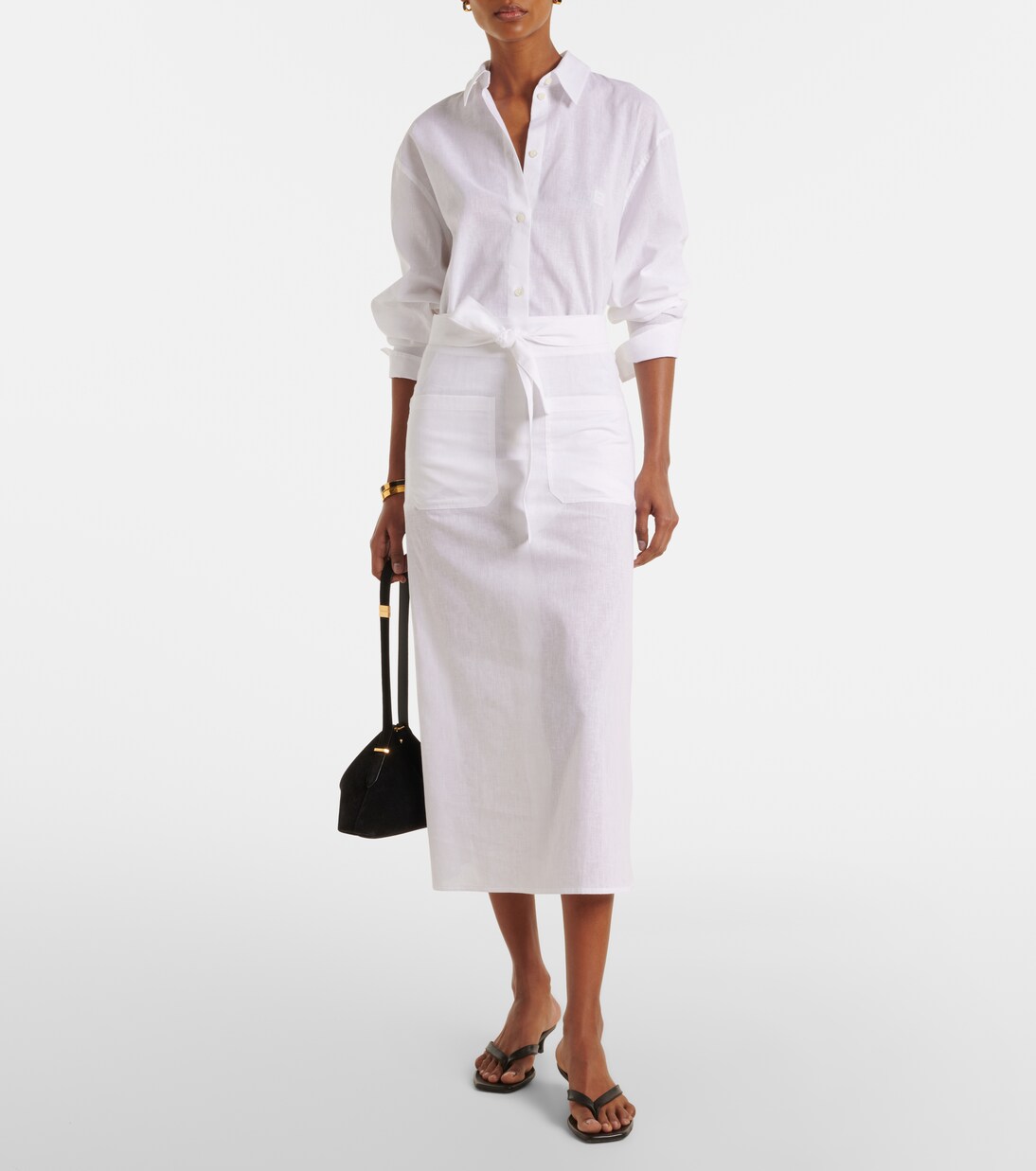 Cotton and linen midi skirt | Toteme