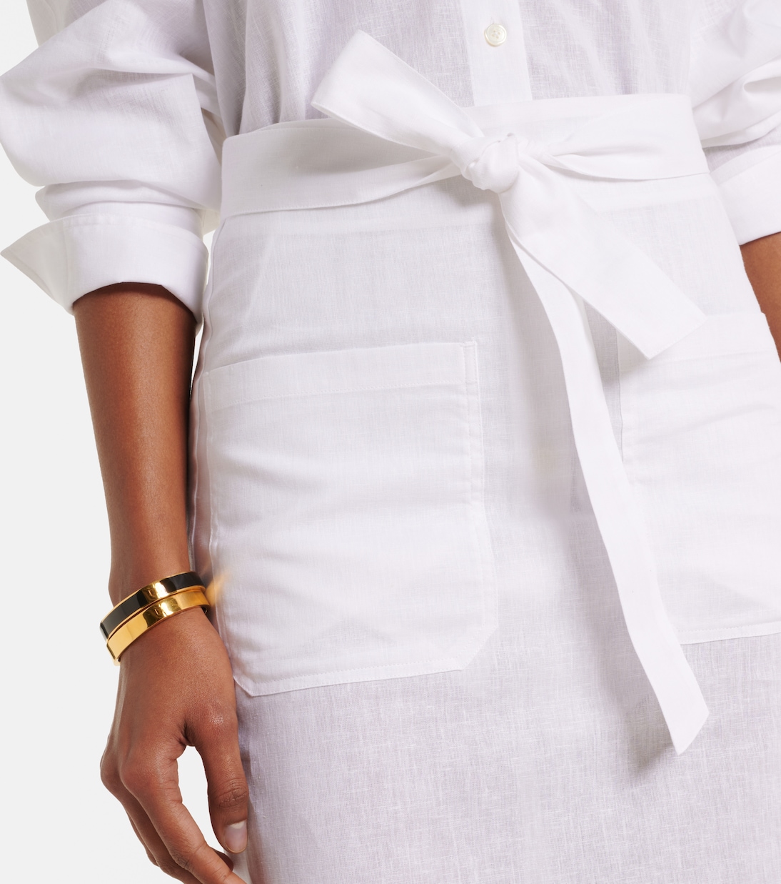 Cotton and linen midi skirt | Toteme