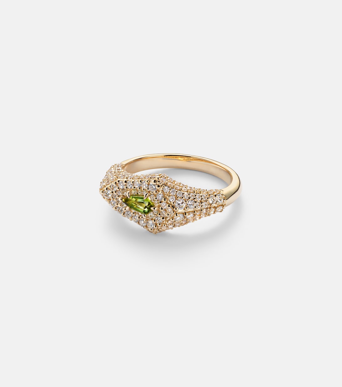 Shield 14kt gold ring with diamonds and tourmaline | Stone and Strand