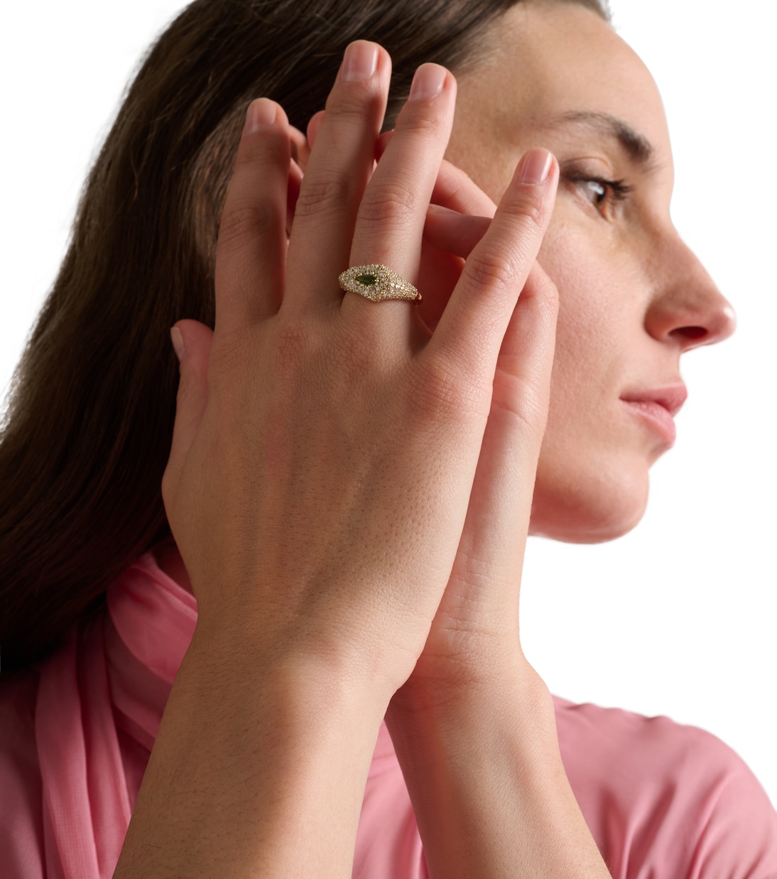 Shield 14kt gold ring with diamonds and tourmaline | Stone and Strand