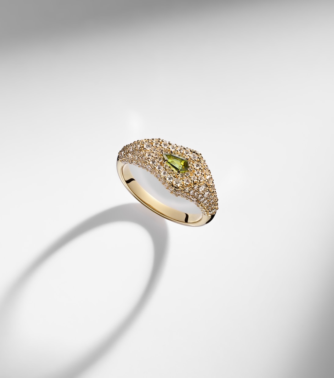 Shield 14kt gold ring with diamonds and tourmaline | Stone and Strand