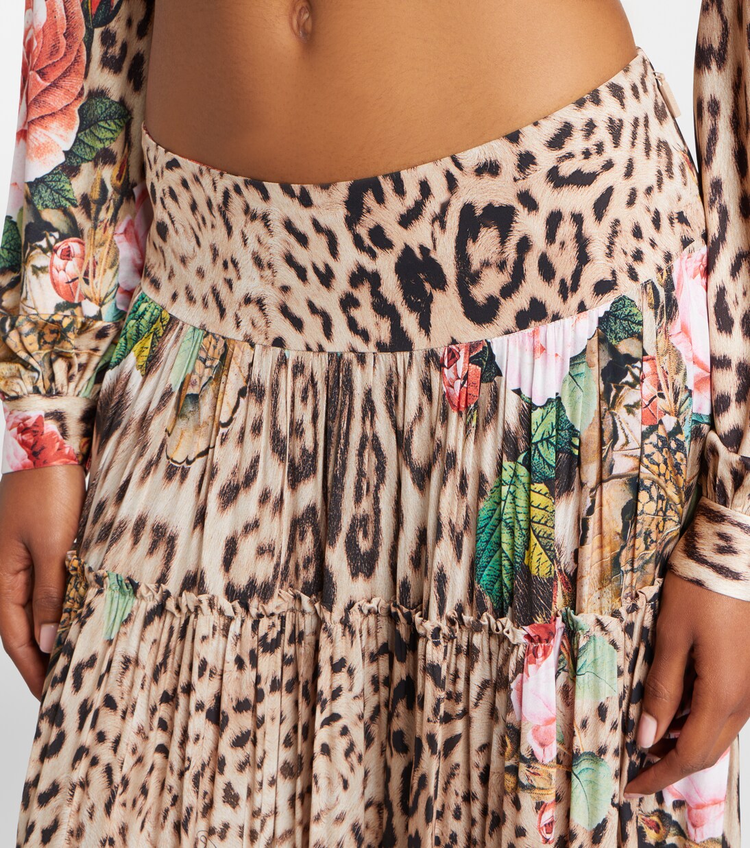 Printed tiered ruffled maxi skirt | Roberto Cavalli