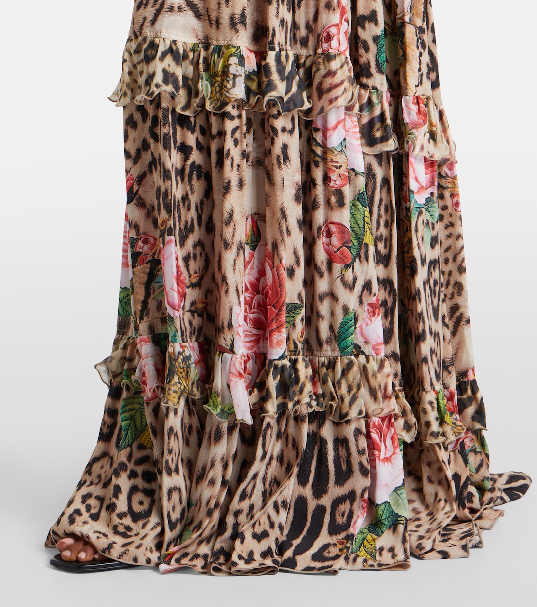 Printed tiered ruffled maxi skirt | Roberto Cavalli