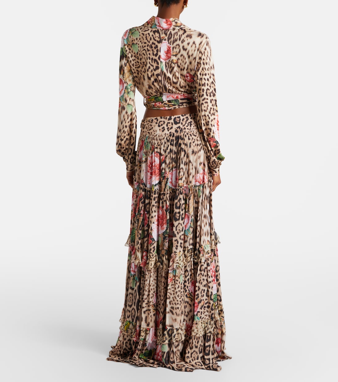 Printed tiered ruffled maxi skirt | Roberto Cavalli