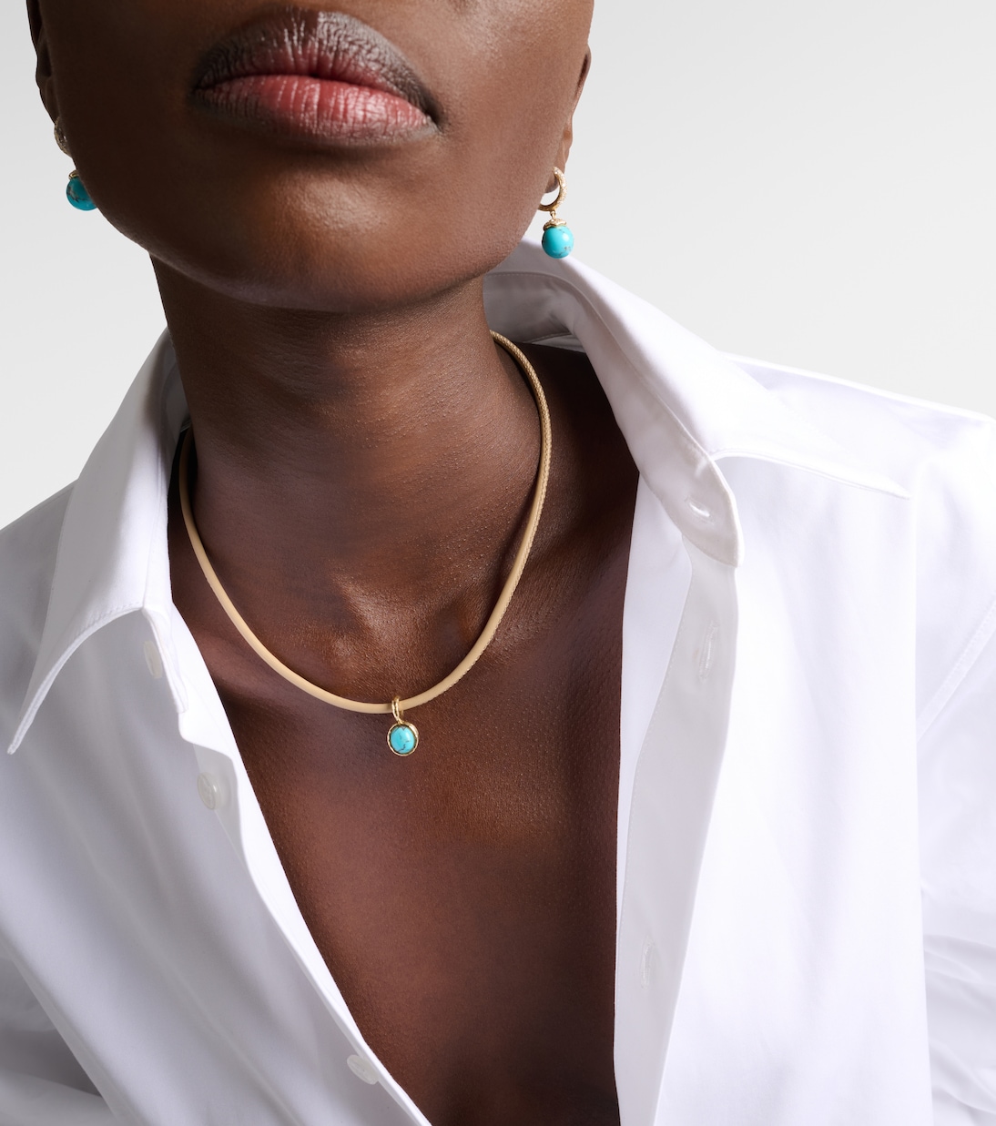 18kt gold pendant necklace with turquoise | Octavia Elizabeth
