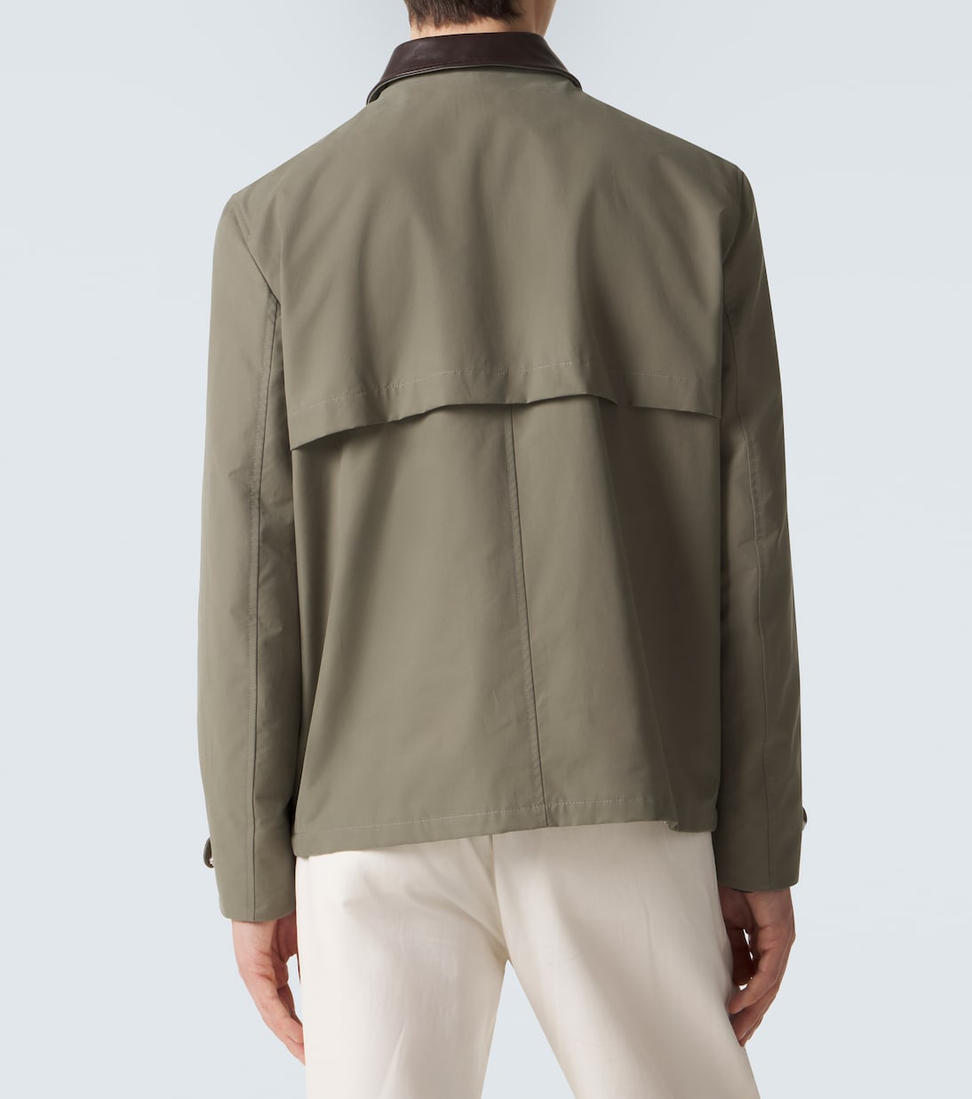 جاكيت مزين بالجلد من القطن المخلوط | Brunello Cucinelli