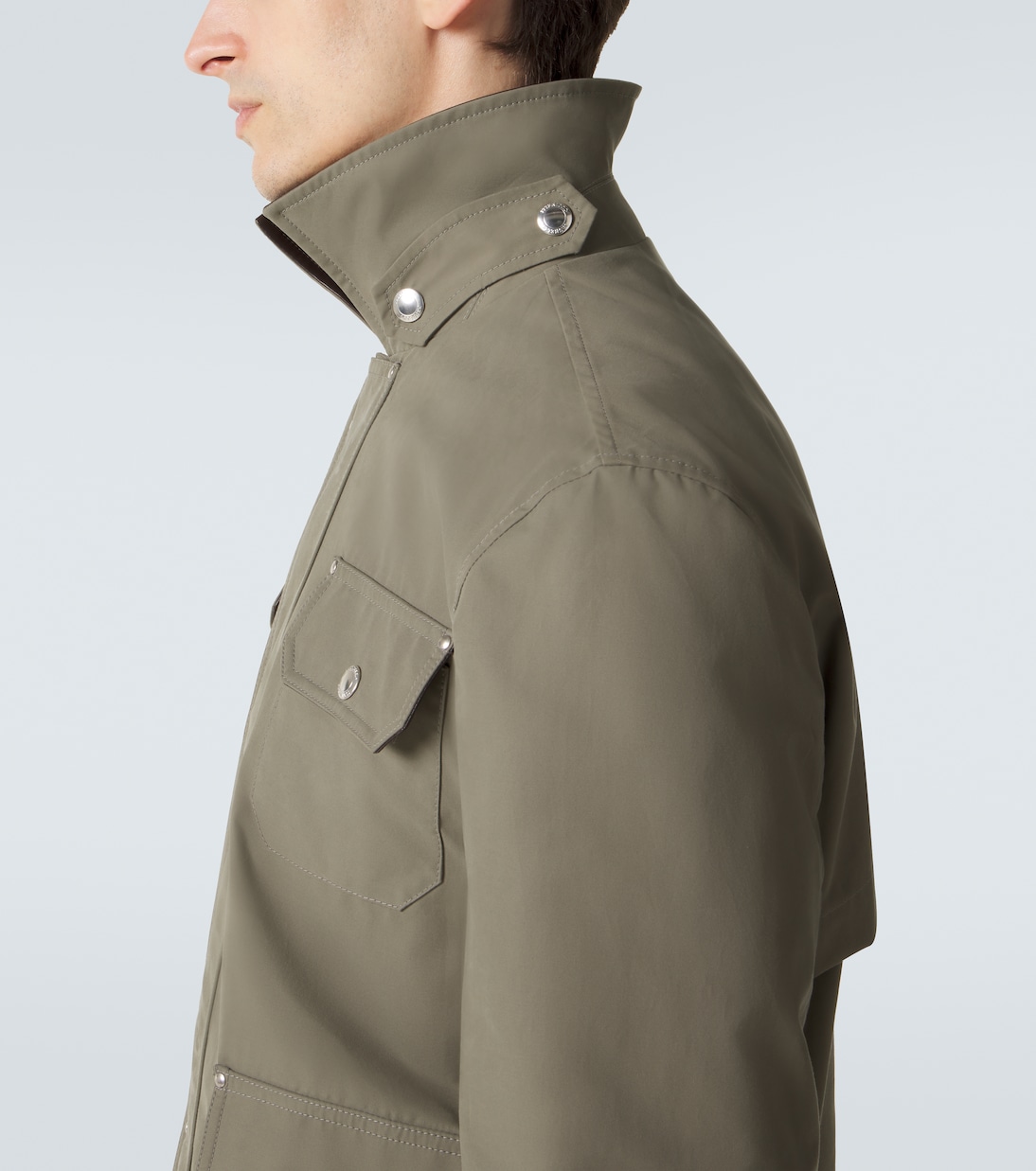 جاكيت مزين بالجلد من القطن المخلوط | Brunello Cucinelli