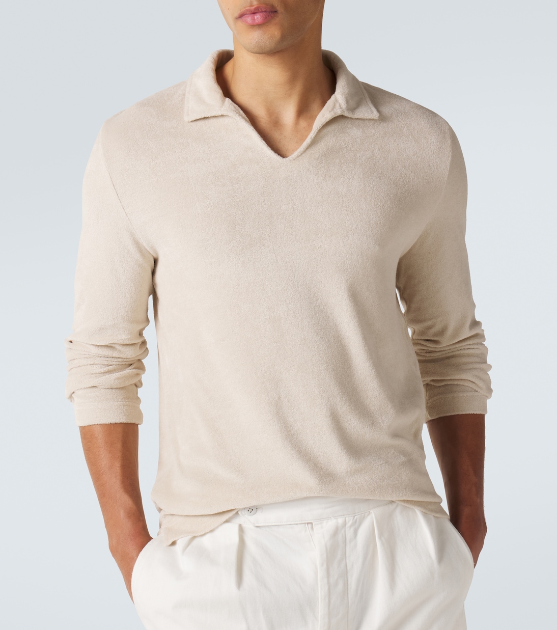 Cotton terry polo shirt | Fedeli