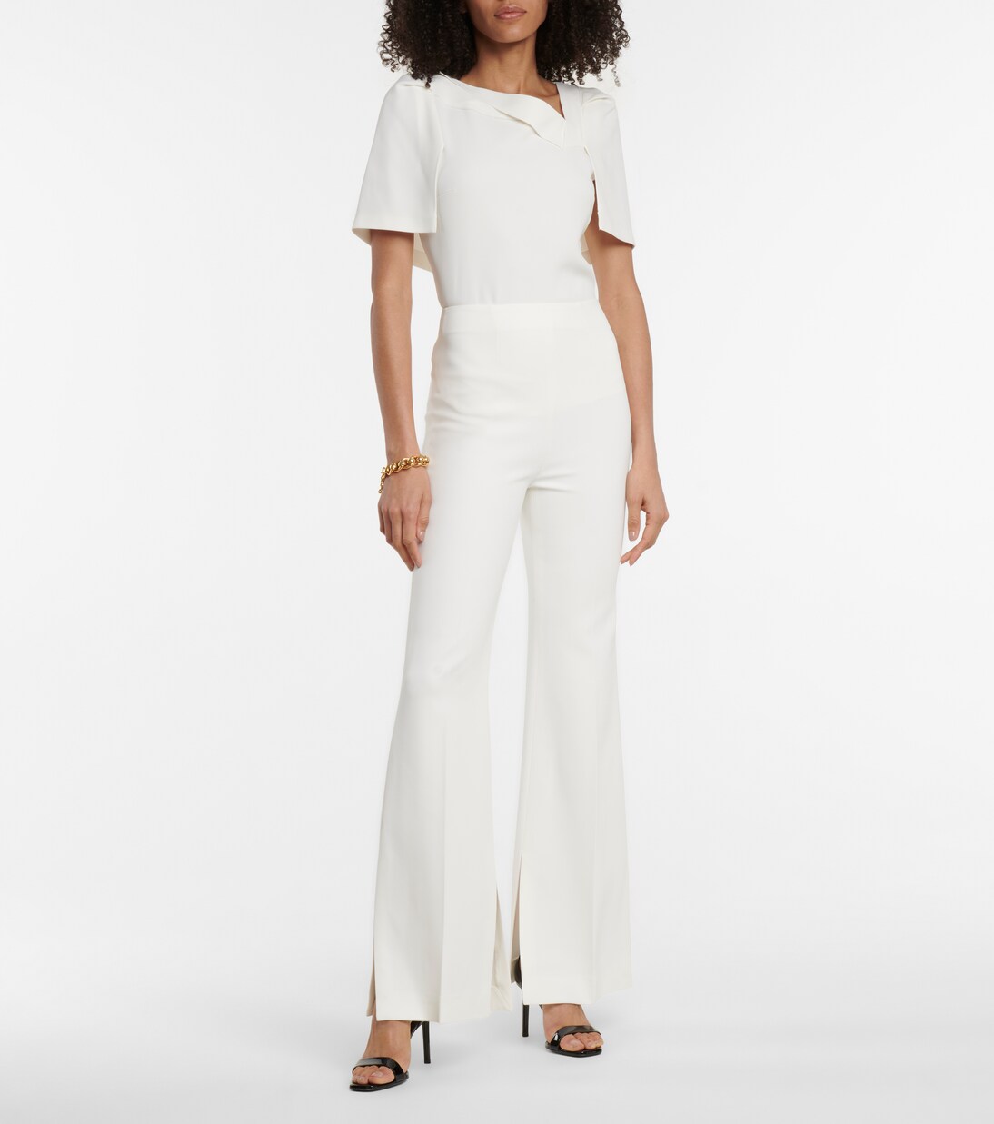 Pantalon Saxley à taille haute en crêpe mélangé | Roland Mouret