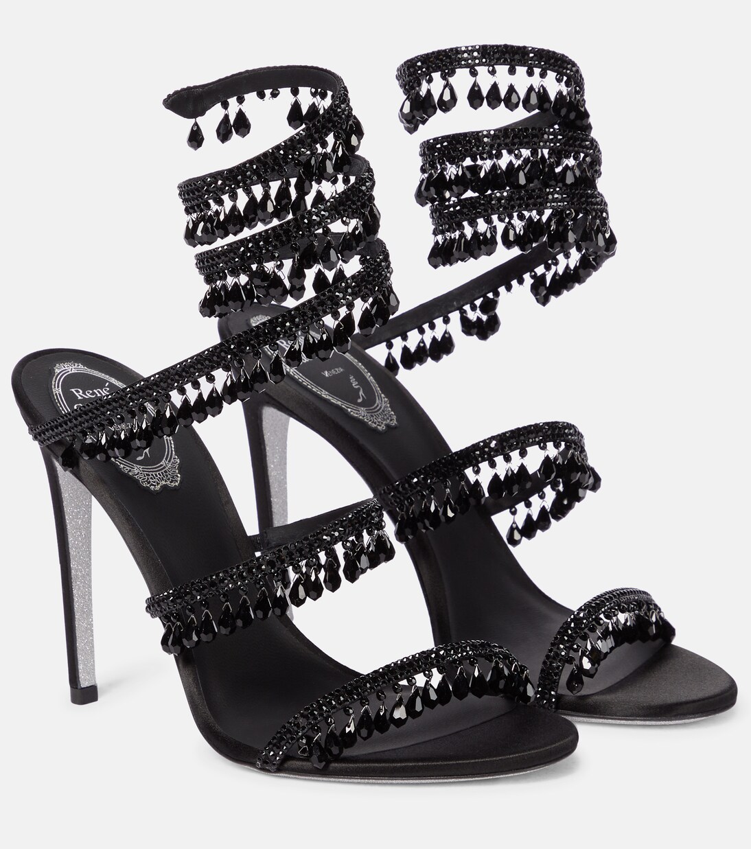 Chandelier embellished satin sandals | Rene Caovilla