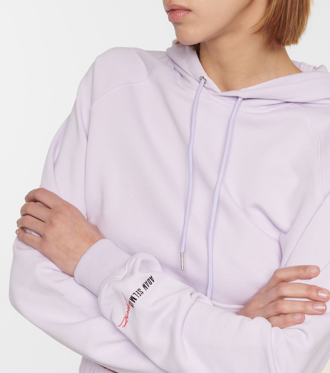 Cropped cotton-blend hoodie | Adam Selman Sport
