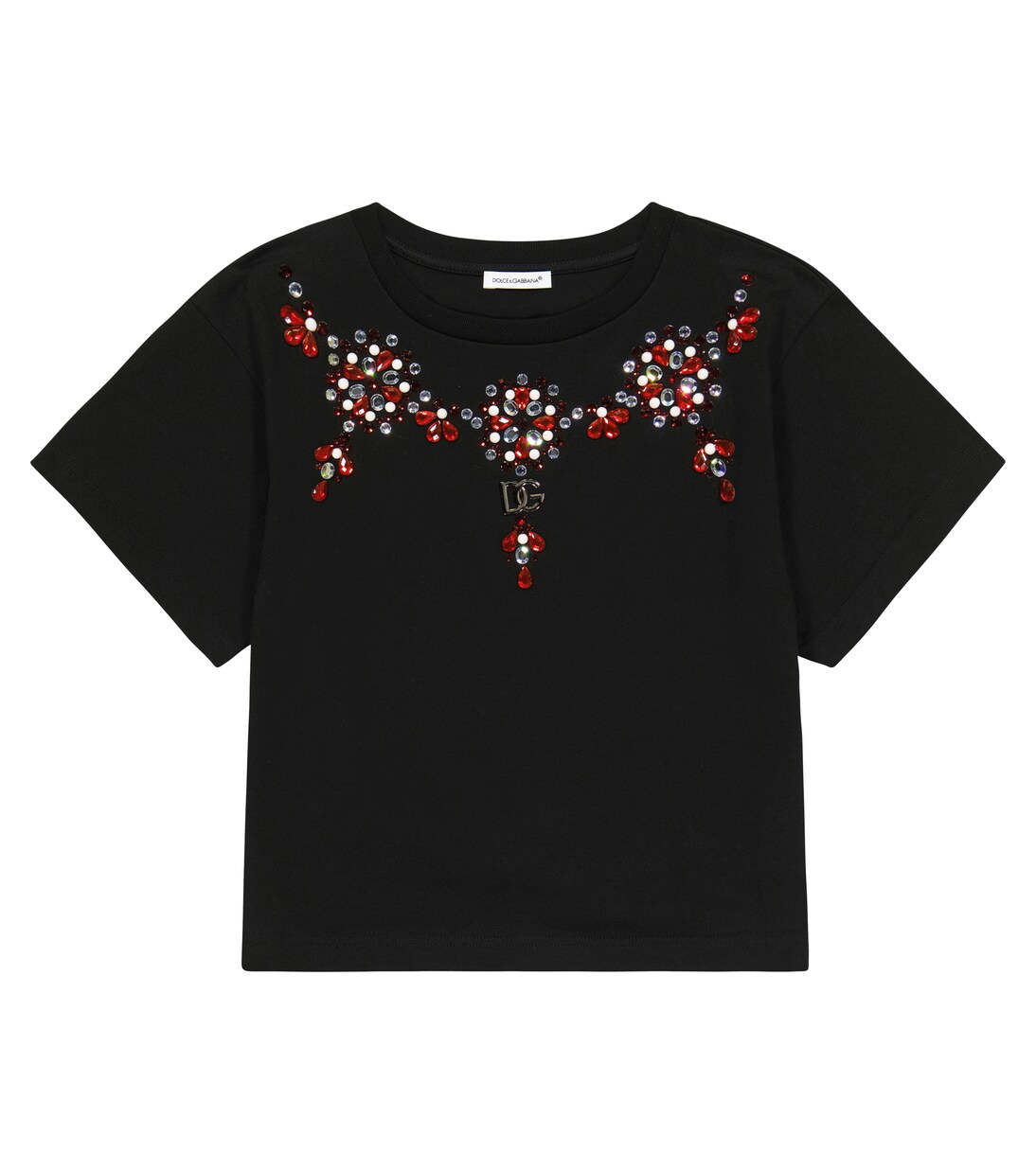 Crystal-embellished cotton T-shirt | Dolce&Gabbana Kids
