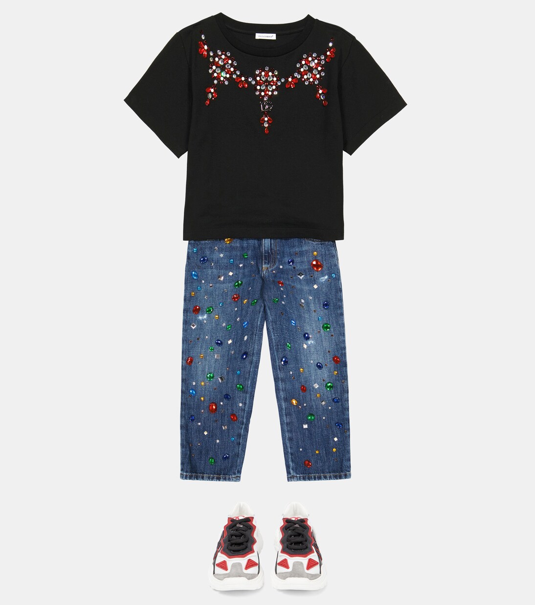 Crystal-embellished cotton T-shirt | Dolce&Gabbana Kids