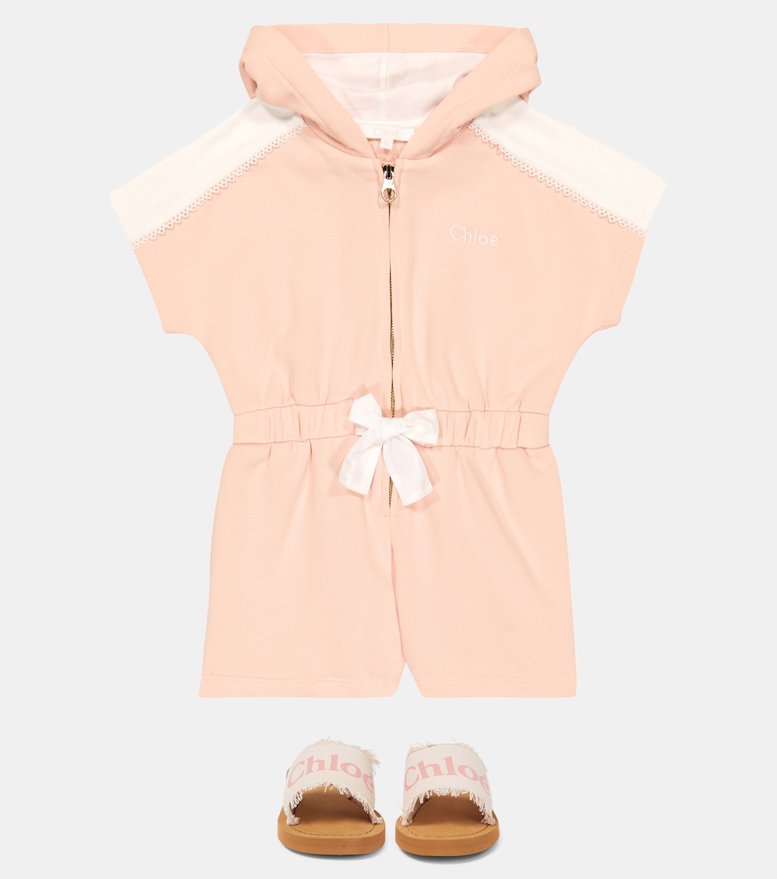 Hooded cotton playsuit | Chloé Kids