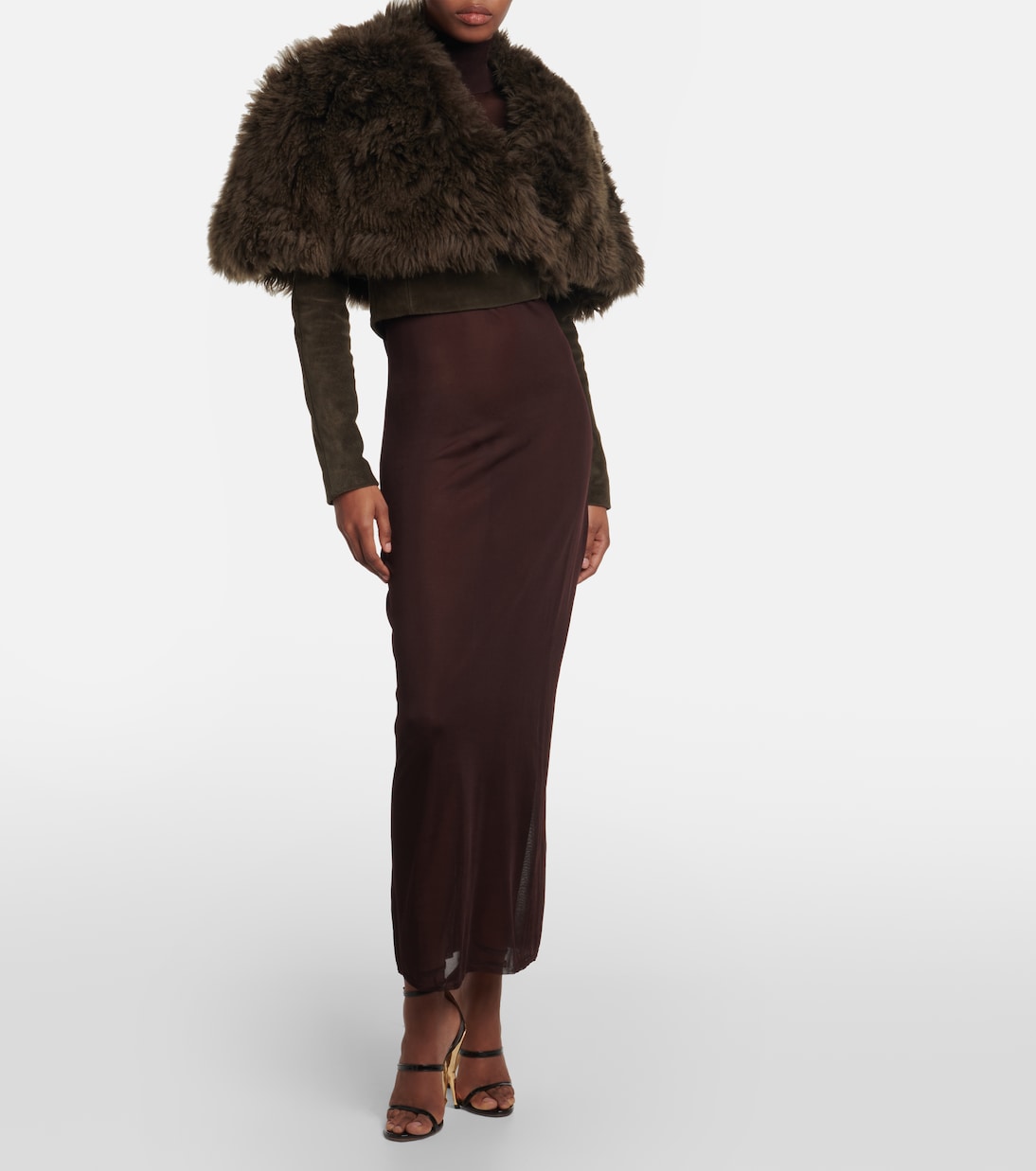 Cropped-Jacke aus Shearling und Veloursleder | Alaïa