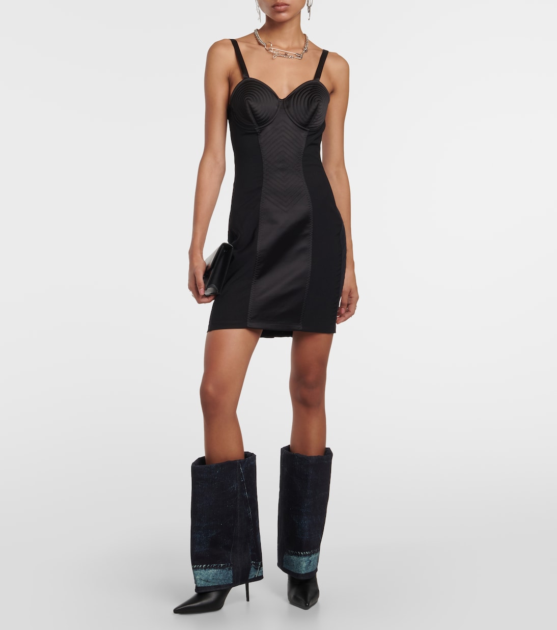 x Jean Paul Gaultier - Stivali in pelle e denim  | Jimmy Choo