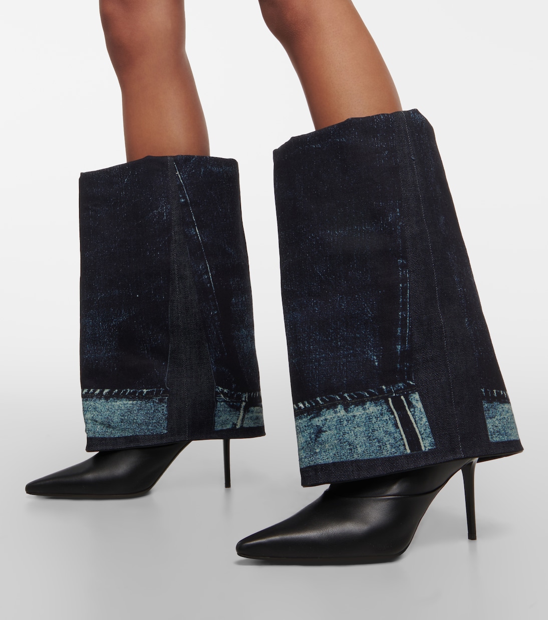 x Jean Paul Gaultier - Stivali in pelle e denim  | Jimmy Choo