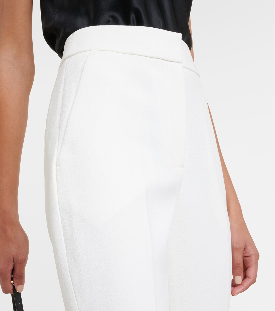 Bridal Mid-Rise-Hose Evelyn aus Crêpe | Rebecca Vallance