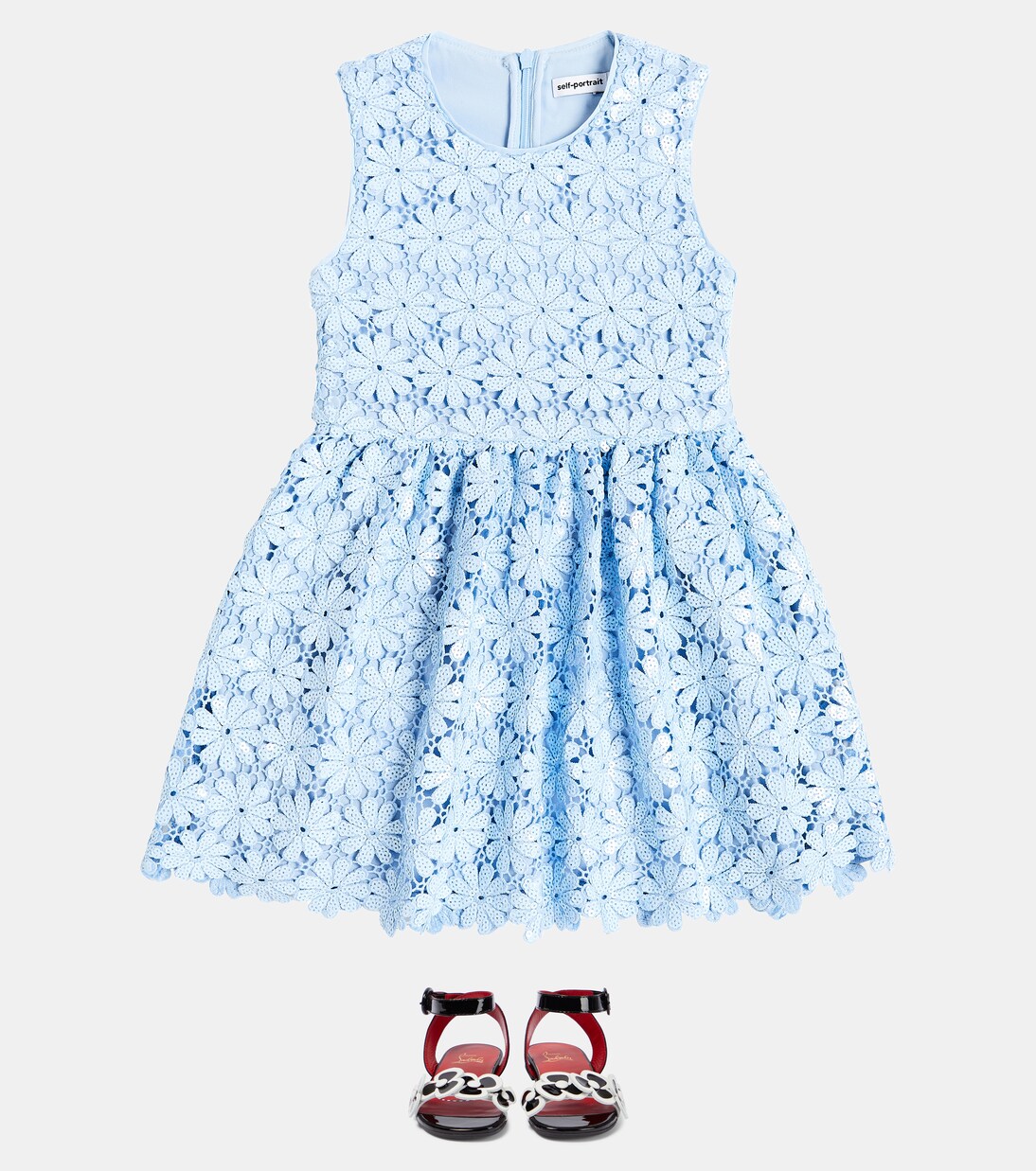 Sequined floral lace guipure dress | Self-Portrait Kids