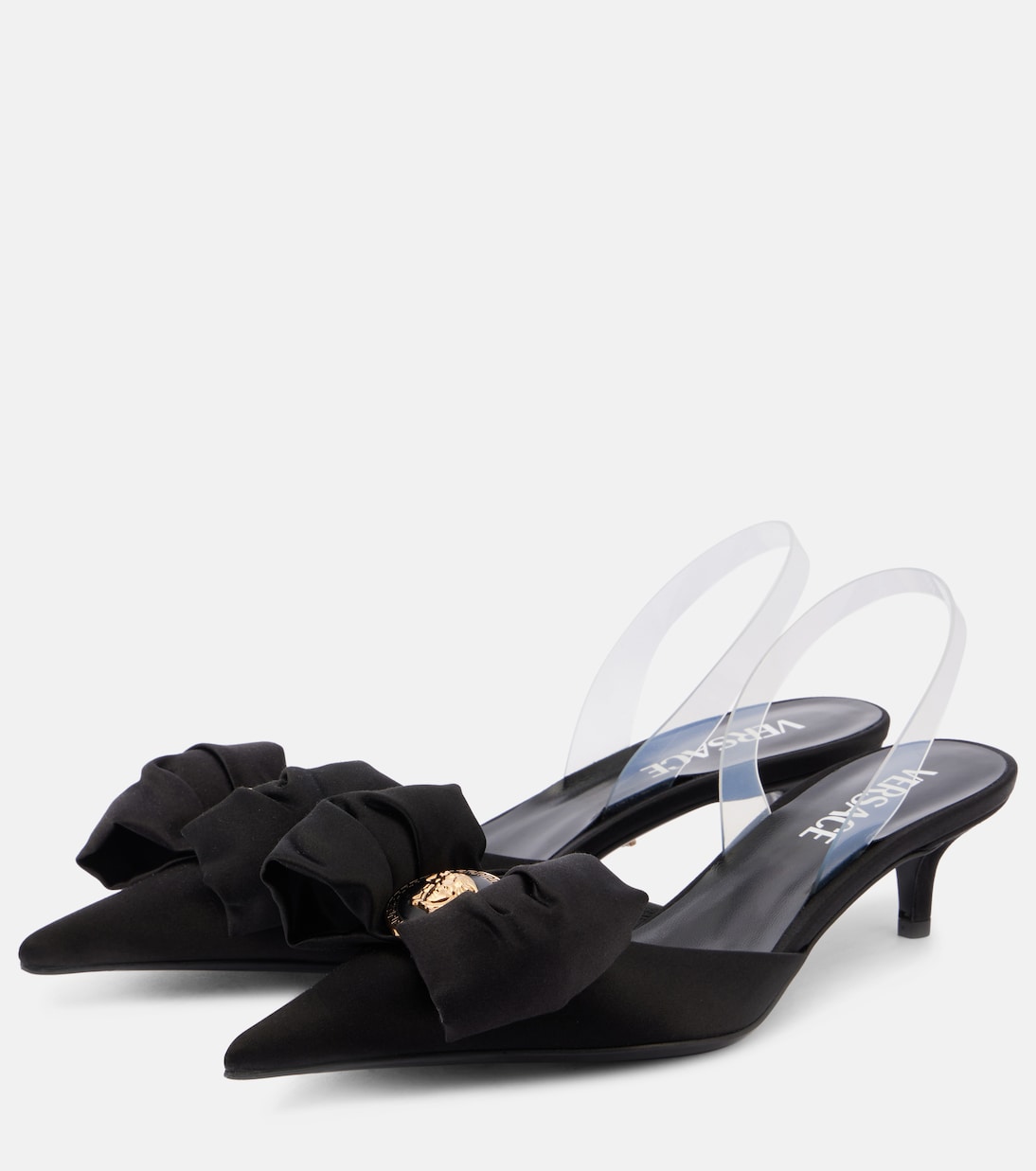 Pumps slingback Alia 45 in raso | Versace