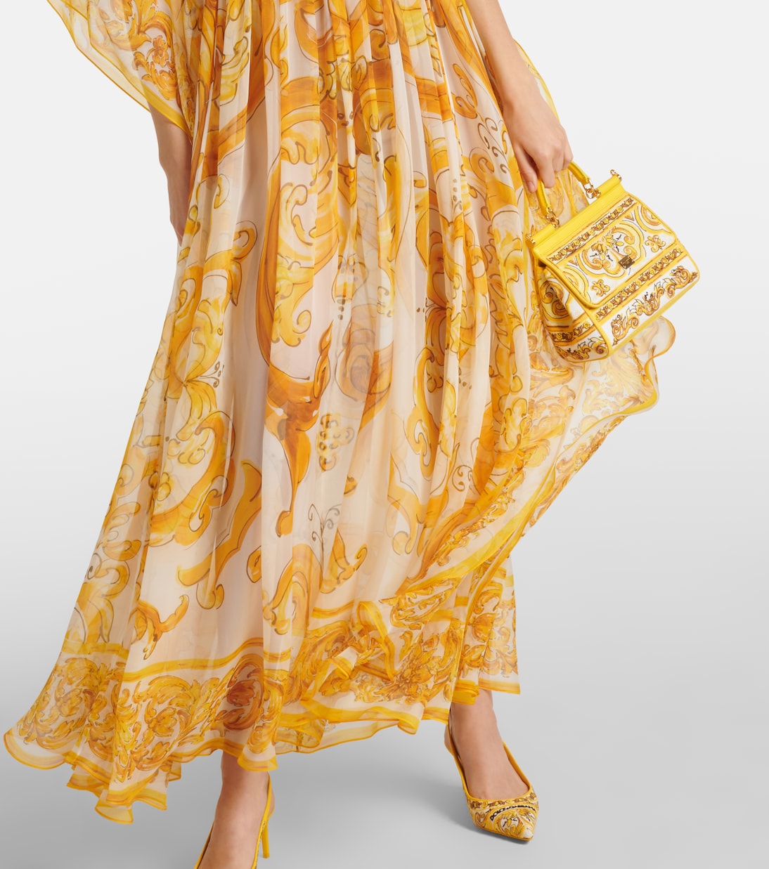 Maxikleid Majolica aus Seidenchiffon | Dolce&Gabbana