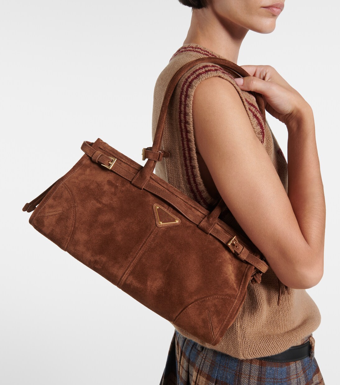 Prada Bonnie Medium suede shoulder bag | Prada