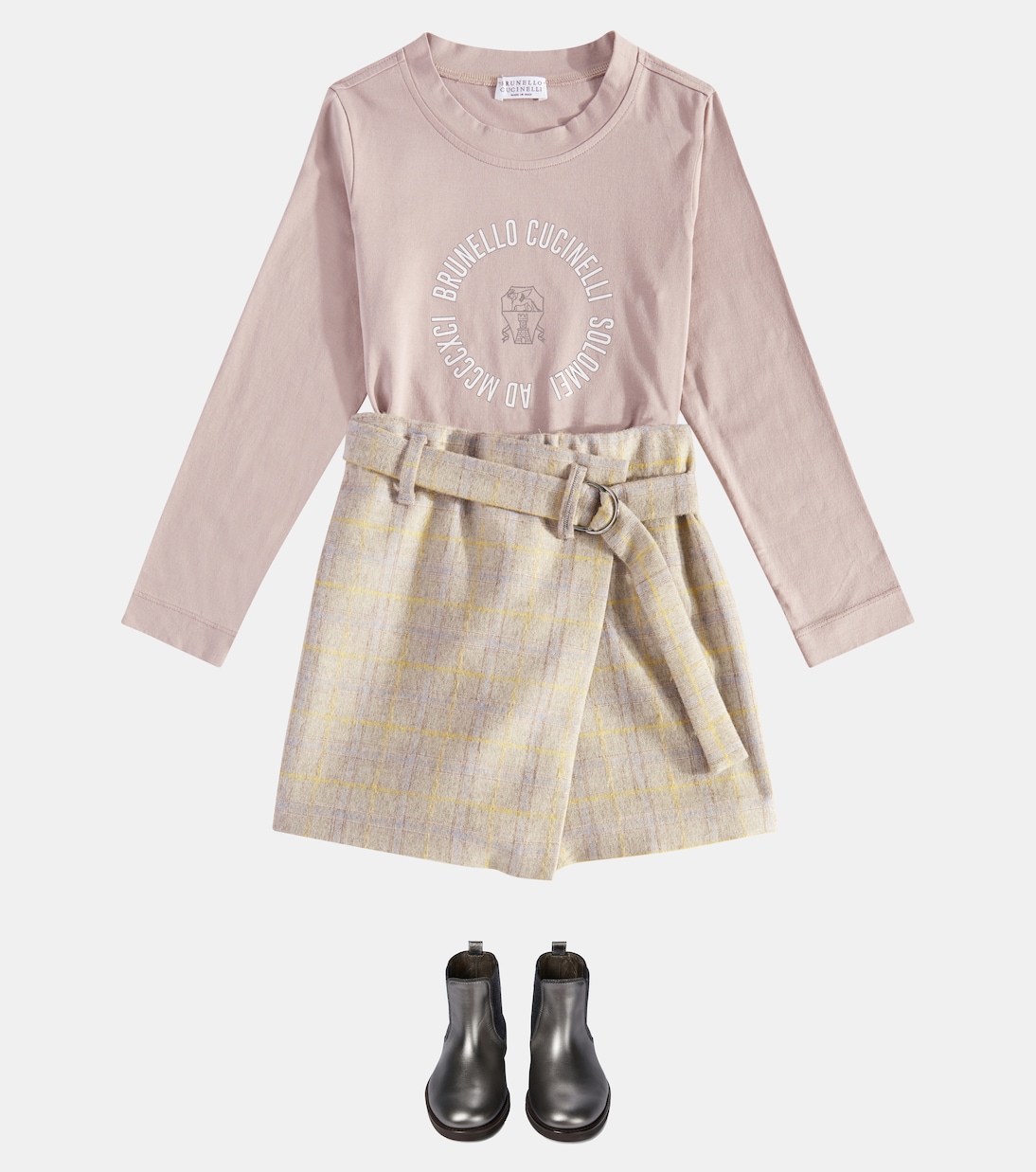 Wool-blend flannel skort | Brunello Cucinelli Kids