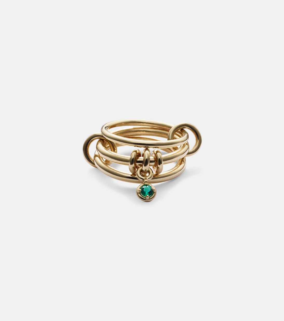 Piera 18kt gold linked rings with emerald | Spinelli Kilcollin