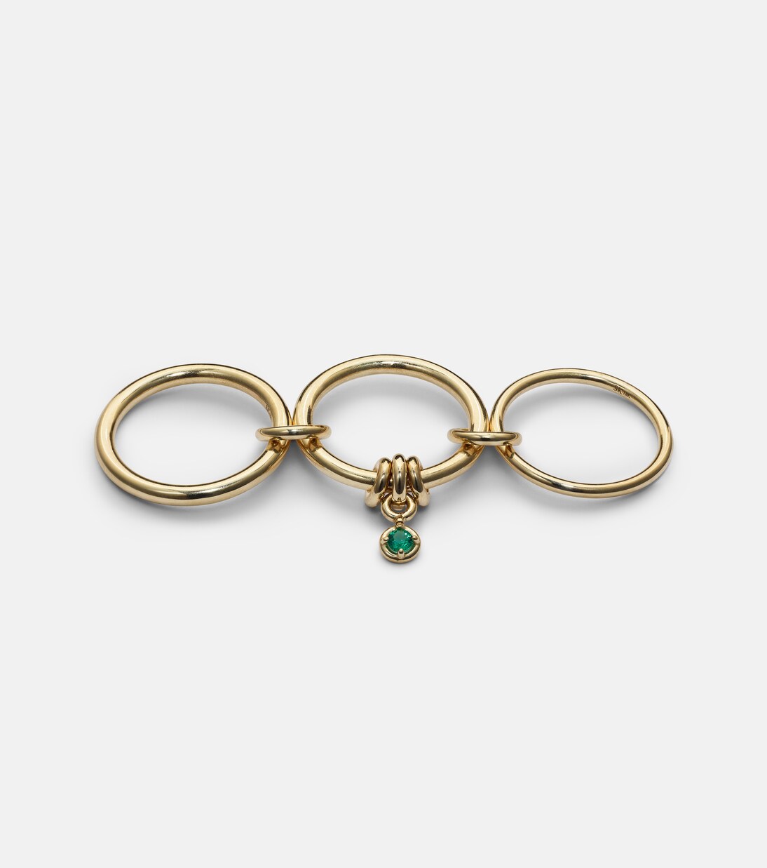 Piera 18kt gold linked rings with emerald | Spinelli Kilcollin