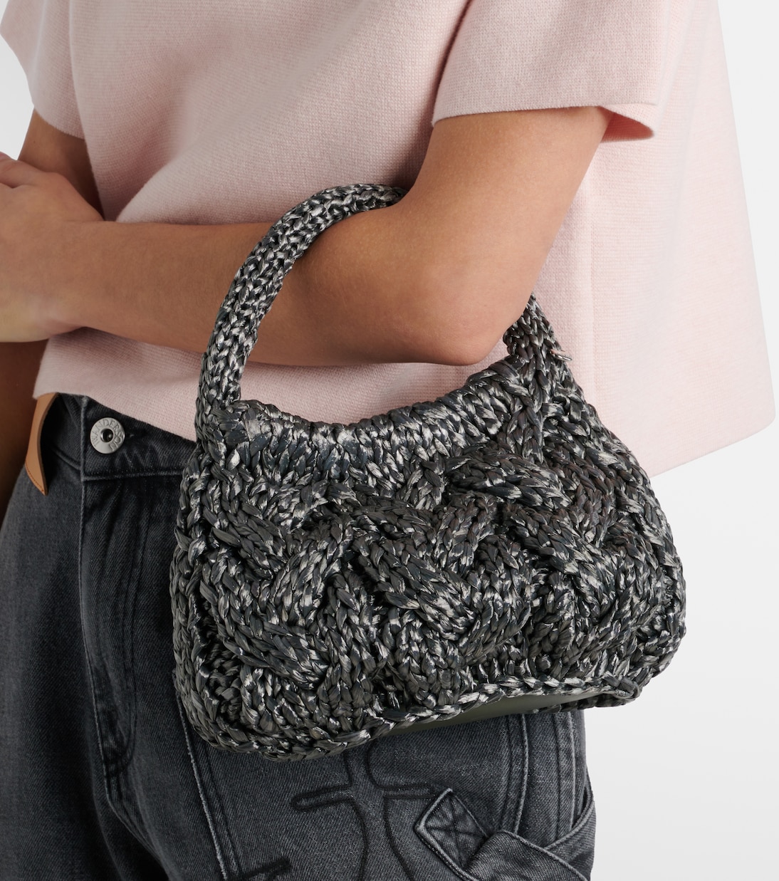 Tote Bag Cable Knit Small aus Raffiabast | JW Anderson