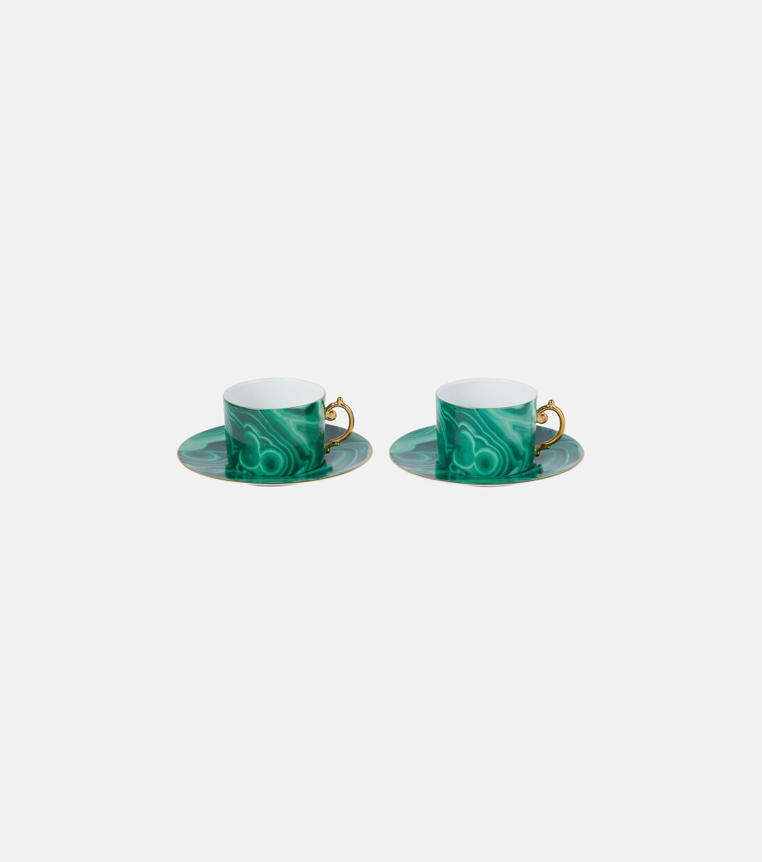 Malachite set of 2 teacups and saucers | L'Objet