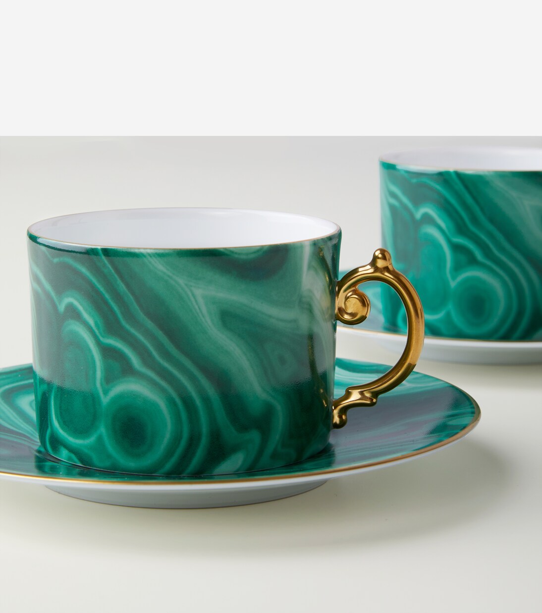 Malachite set of 2 teacups and saucers | L'Objet