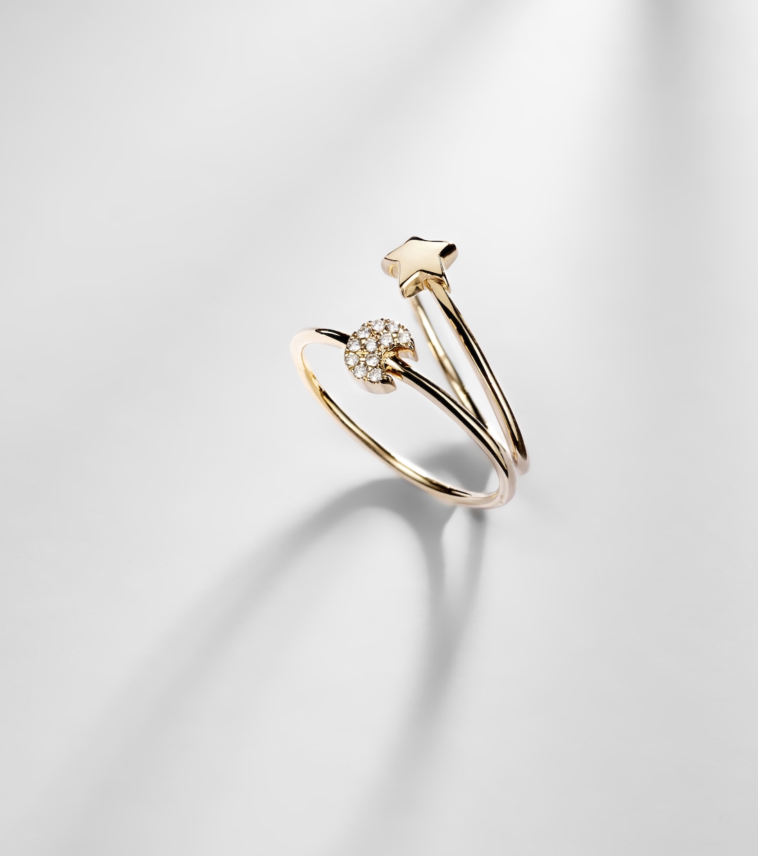 Set de 2 bagues Mini Moon and Star en or 14 ct et diamants | Roxanne First