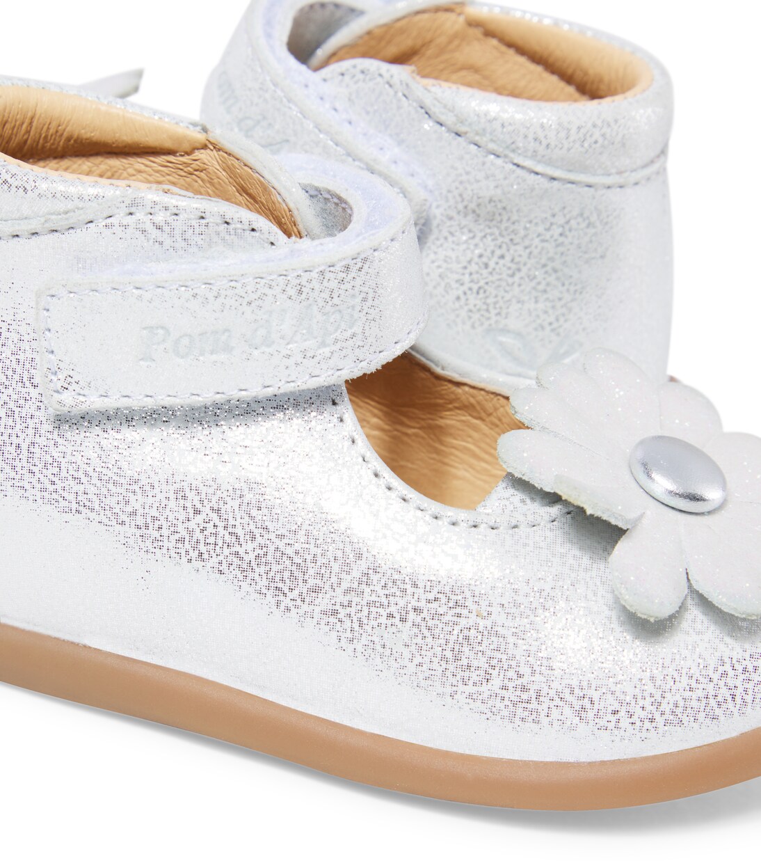 Baby Schuhe Stand-Up Daisy aus Metallic-Leder | Pom d'Api