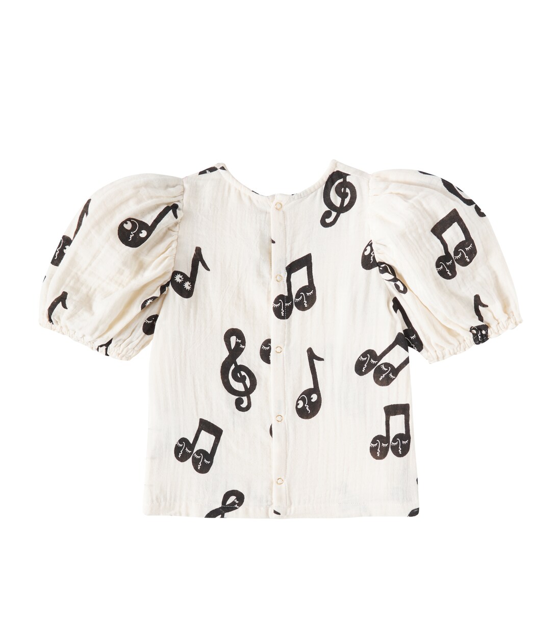 Note balloon-sleeve cotton muslin T-shirt | Mini Rodini