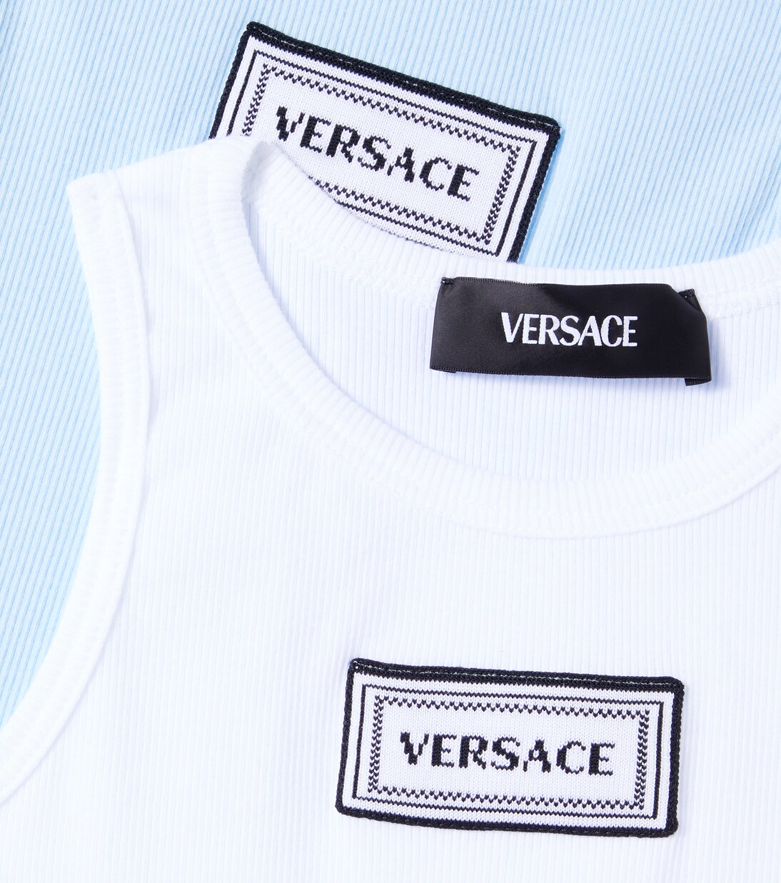 Set of 2 logo ribbed-knit tank tops | Versace Kids