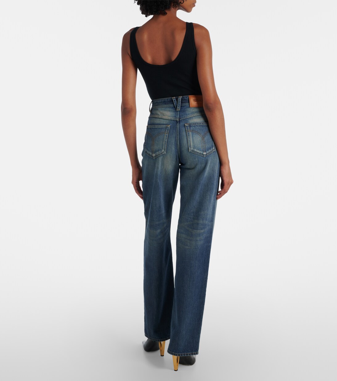 ليوتار من القطن المخلوط بحبكة مضلعة ولوغو | Versace