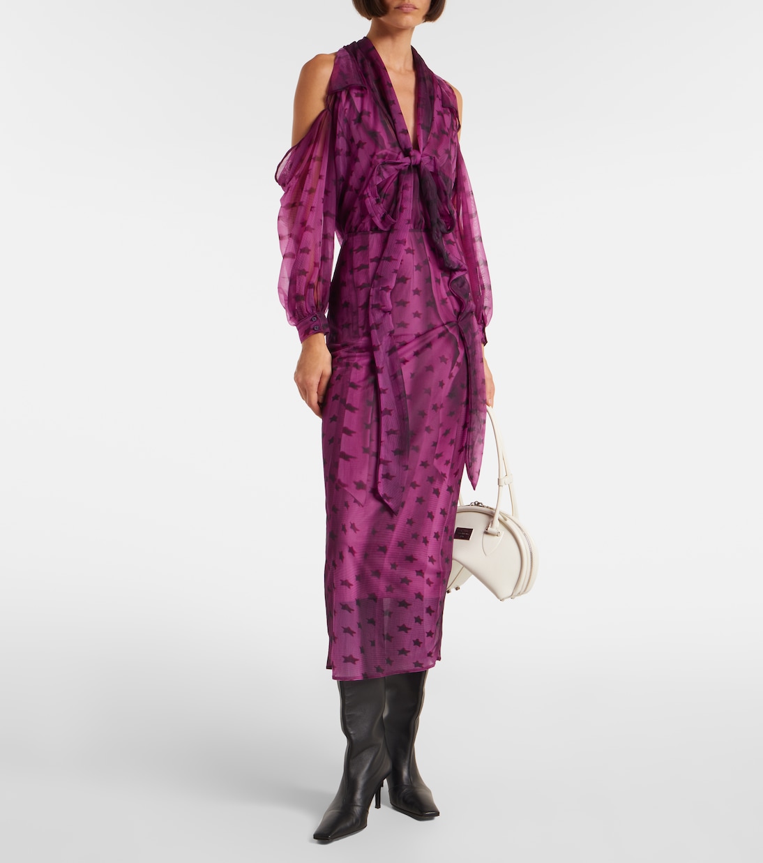 Cutout printed semi-sheer midi dress | Acne Studios