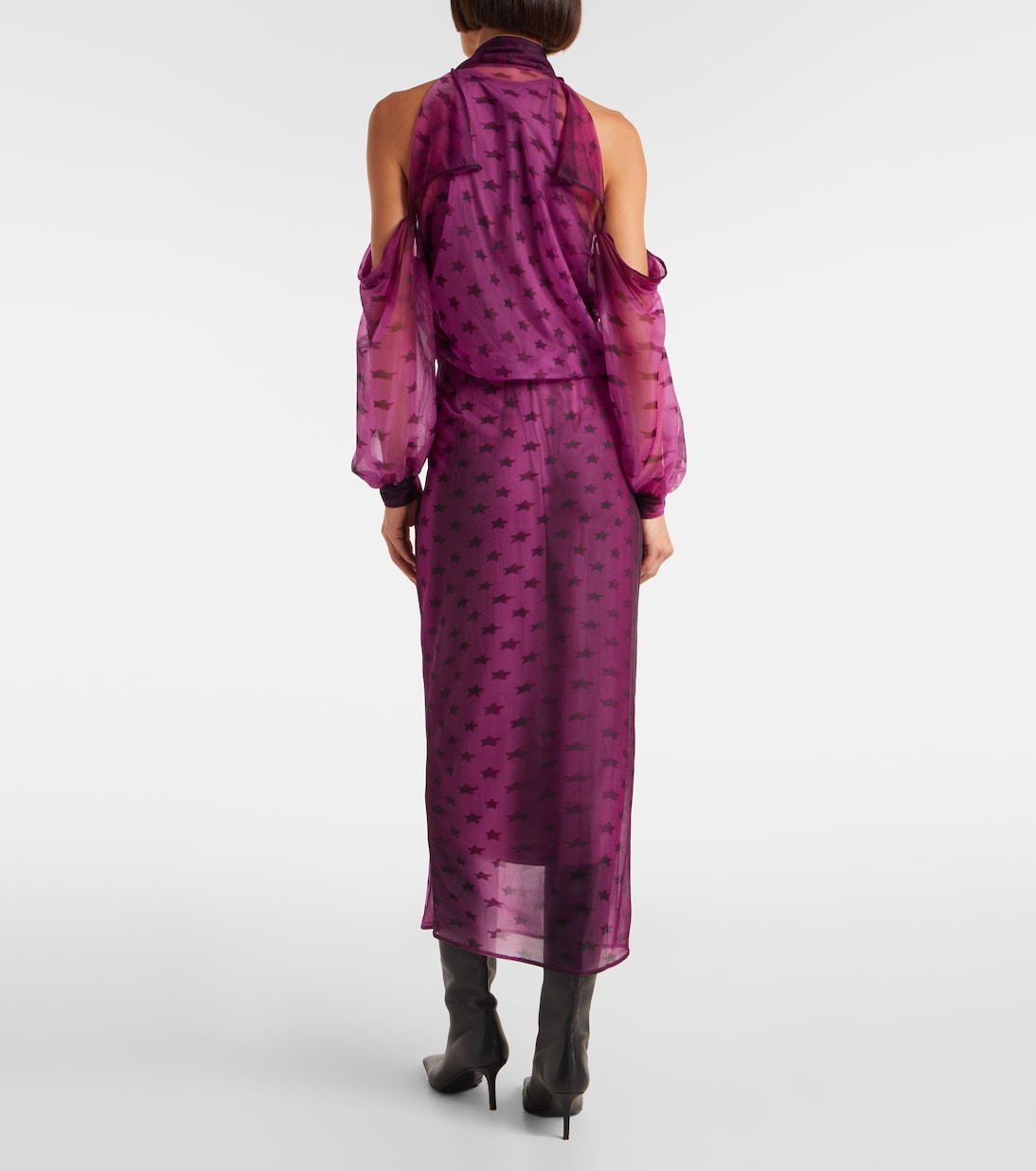 Cutout printed semi-sheer midi dress | Acne Studios