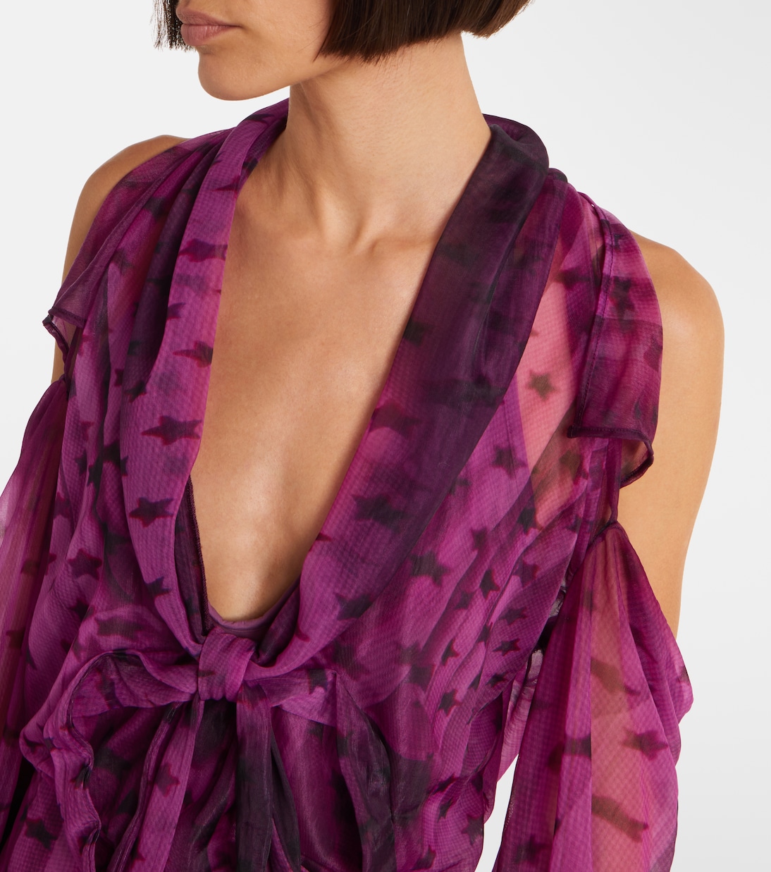 Cutout printed semi-sheer midi dress | Acne Studios