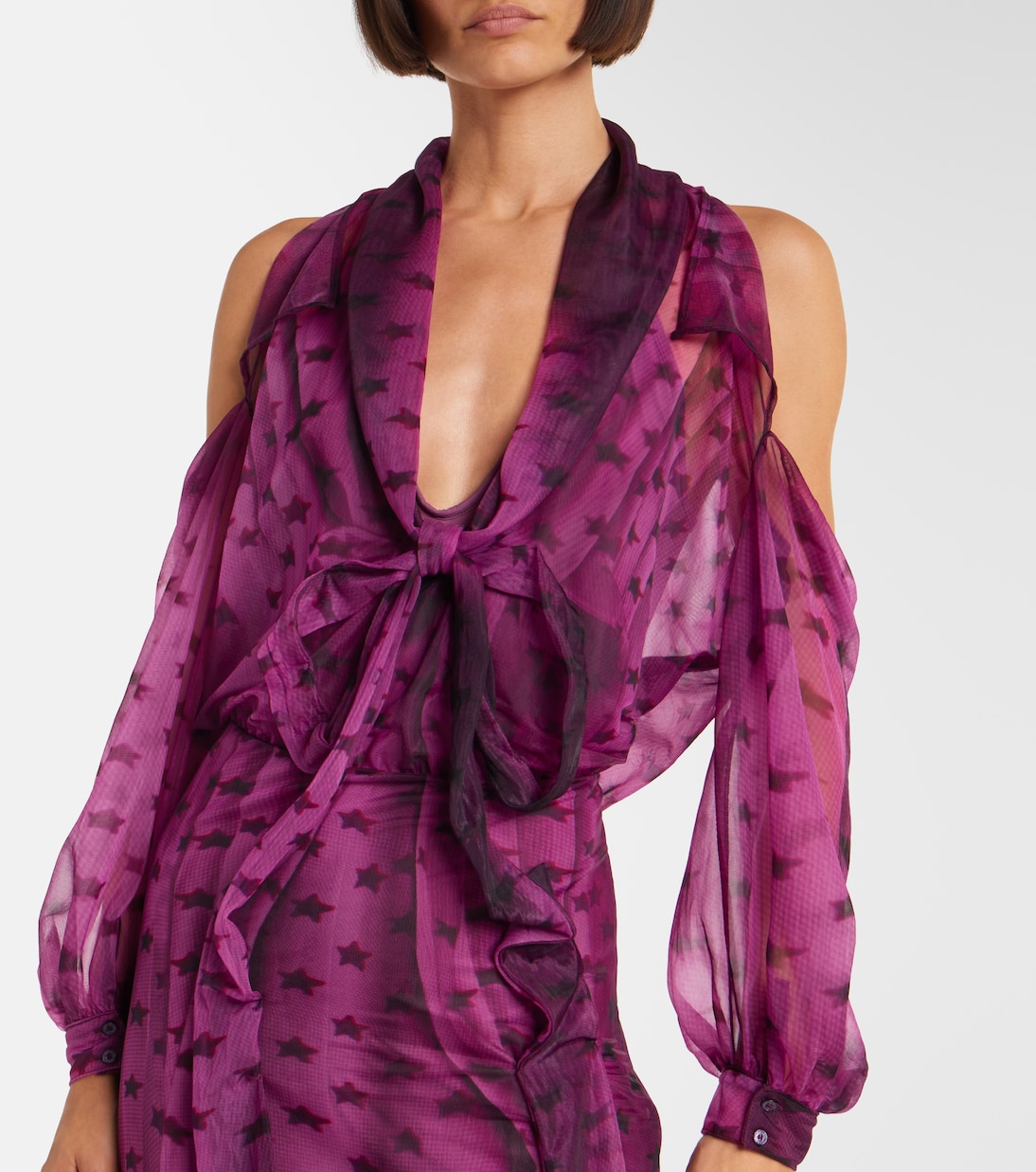 Cutout printed semi-sheer midi dress | Acne Studios