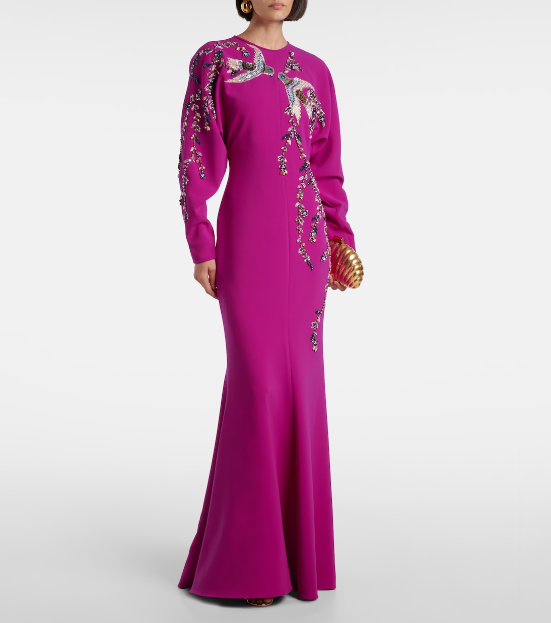 Robe Marla aus Crêpe mit Kristallen | Costarellos